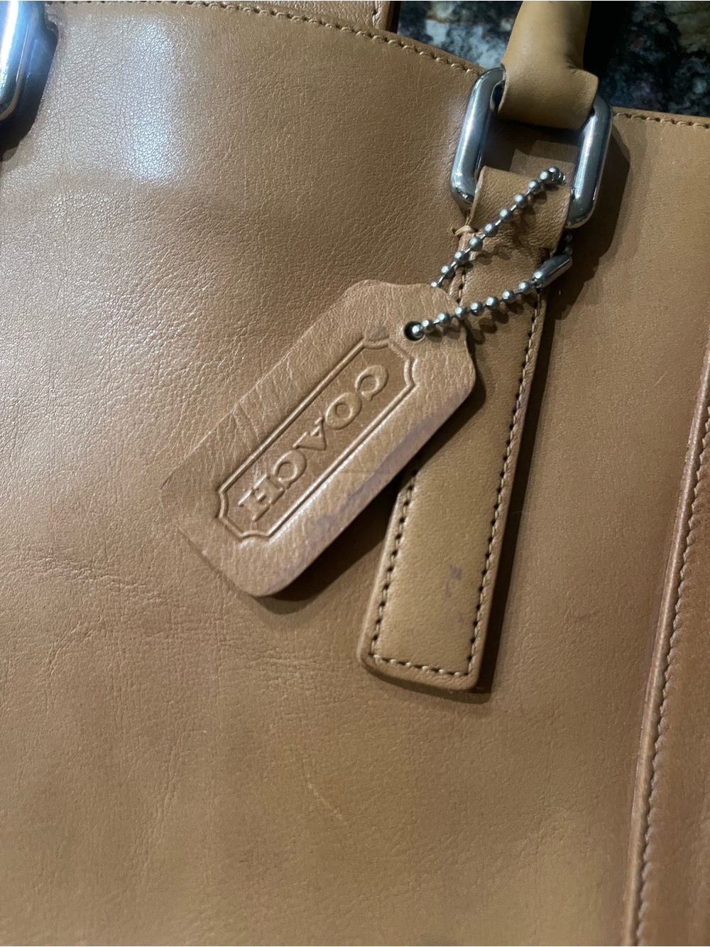 Vintage Coach Tan Leather Tote with Double Handles - Picture 7 of 10